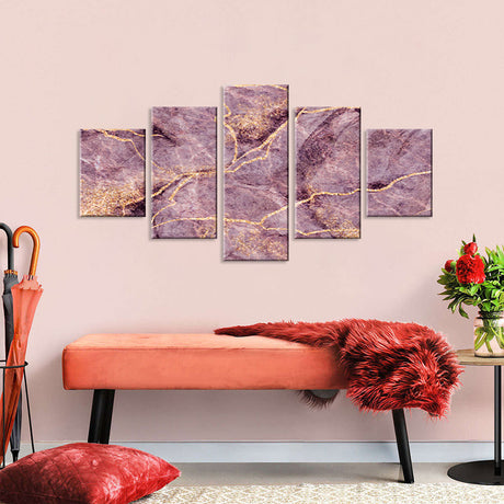 Abstract Pink Marble Stone Texture Canvas Wall Art