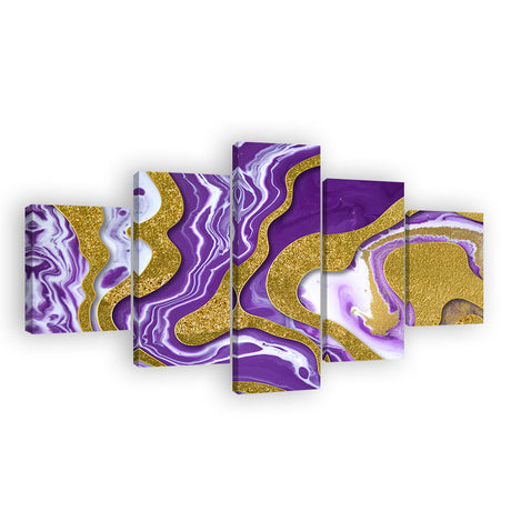 Abstract Purple and Gold Flow Canvas Wall Art