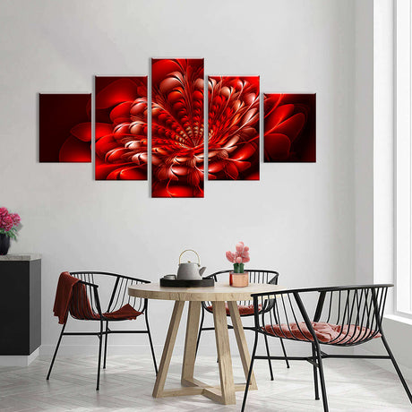 Abstract Red Digital Flower Canvas Wall Art