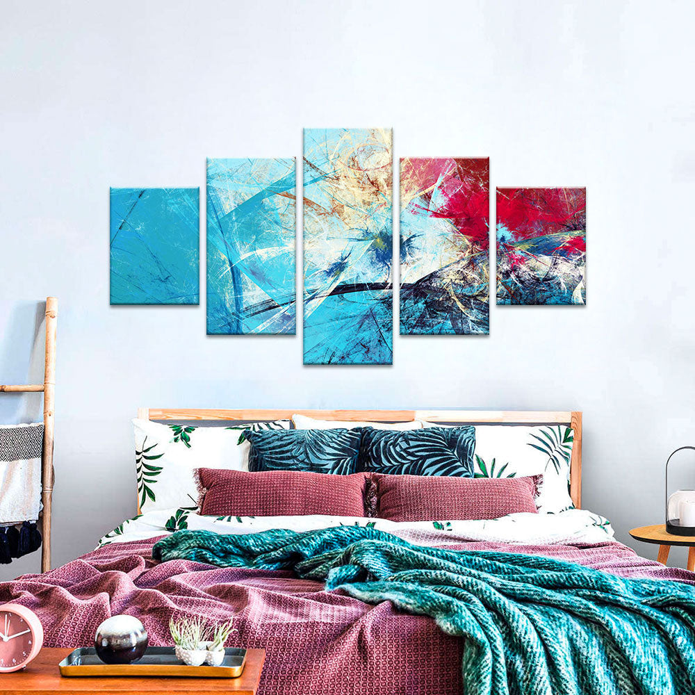 Abstract Red and Blue Canvas Wall Art