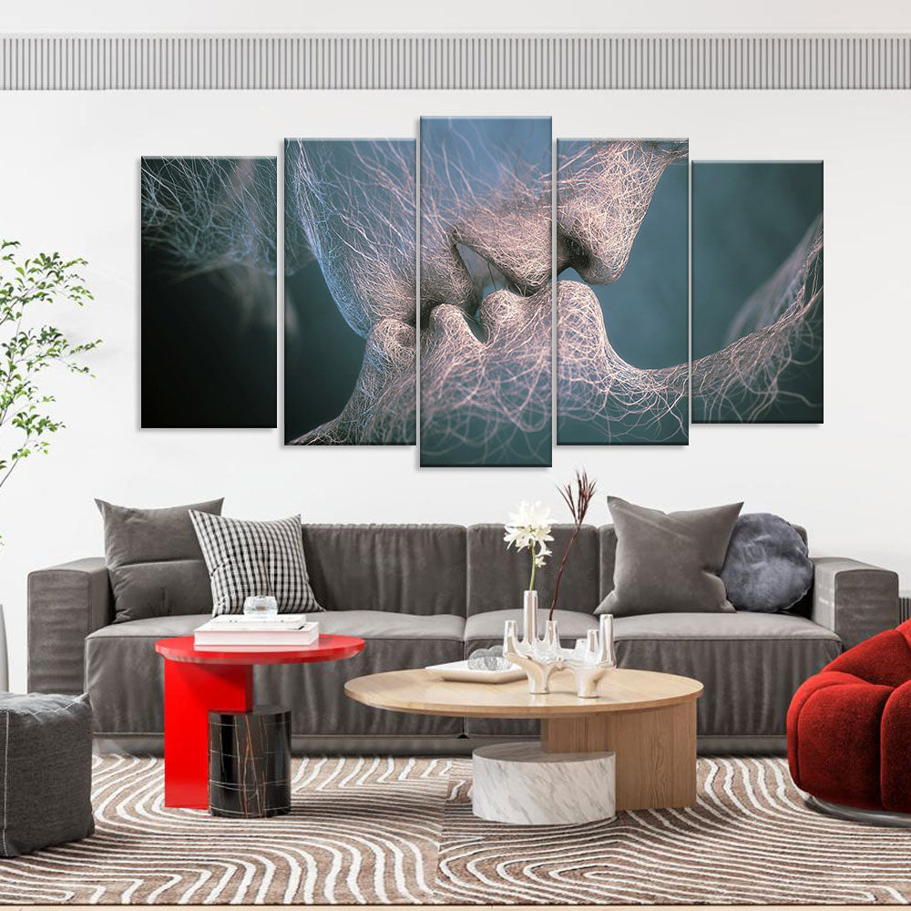 Abstract Romantic Love Kiss Canvas Wall Art