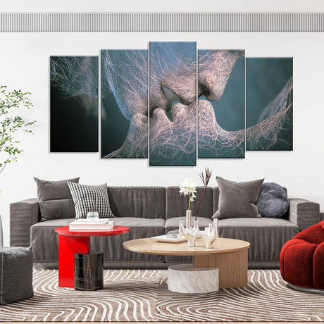 Abstract Romantic Love Kiss Canvas Wall Art