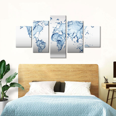 Abstract Splash World Map Canvas Wall Art