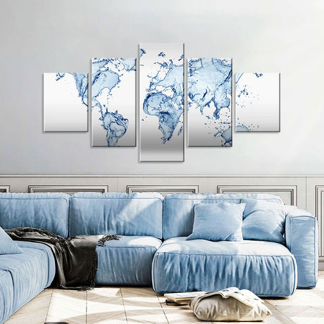 Abstract Splash World Map Canvas Wall Art