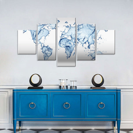 Abstract Splash World Map Canvas Wall Art