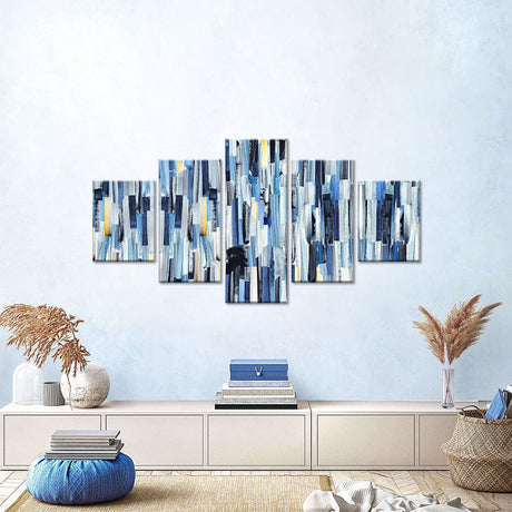 Abstract Stripes and Teals Canvas Wall Art