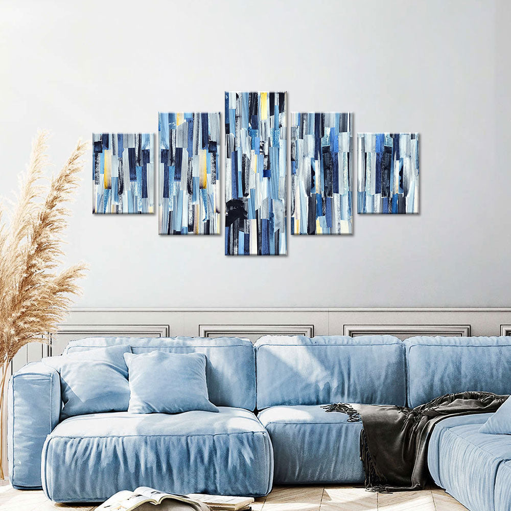 Abstract Stripes and Teals Canvas Wall Art