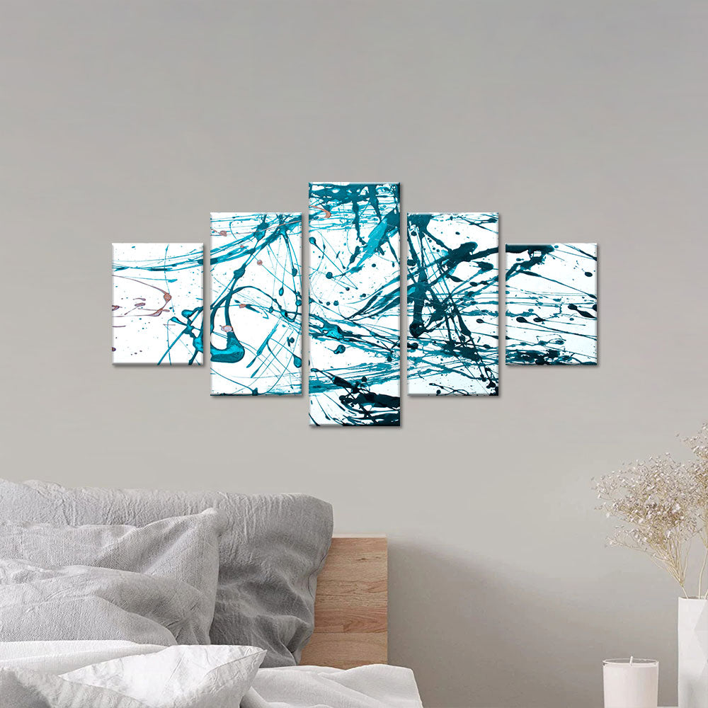 Abstract Teal Splatter Canvas Wall Art 