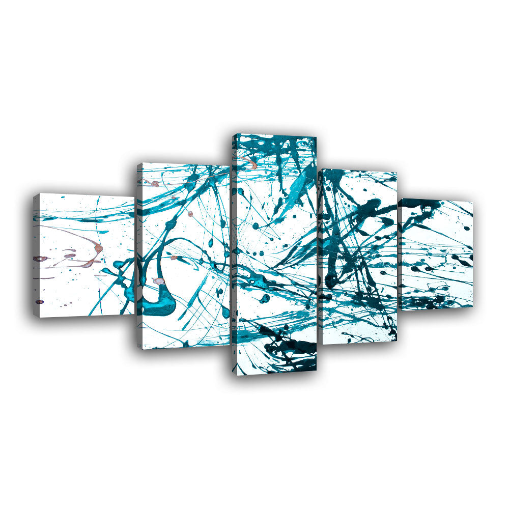 Abstract Teal Splatter Canvas Wall Art 