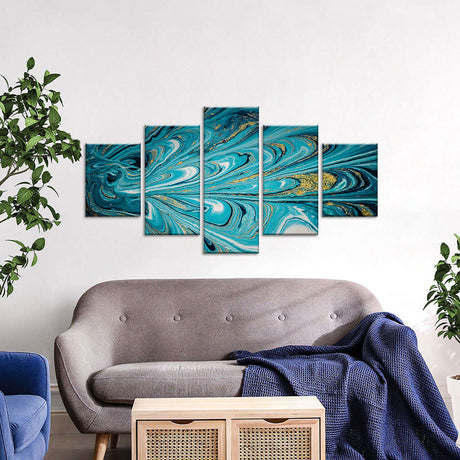 Abstract Teal and Turquoise Canvas Wall Art