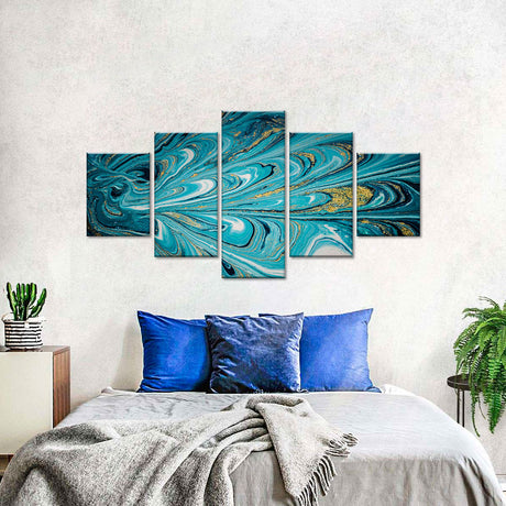 Abstract Teal and Turquoise Canvas Wall Art