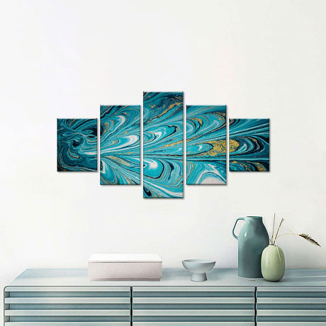 Abstract Teal and Turquoise Canvas Wall Art