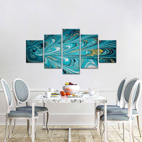 Abstract Teal and Turquoise Canvas Wall Art