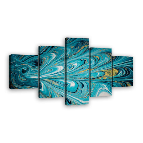 Abstract Teal and Turquoise Canvas Wall Art