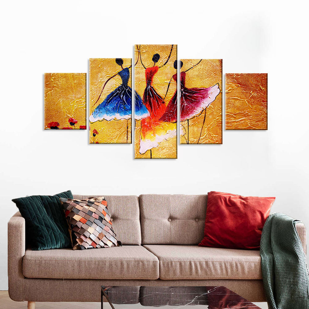 Abstract Ballet Dancers Canvas Wall Art