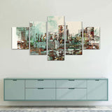 Abstract Vintage Cityscape Canvas Wall Art