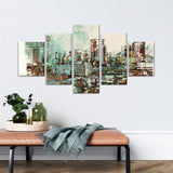 Abstract Vintage Cityscape Canvas Wall Art