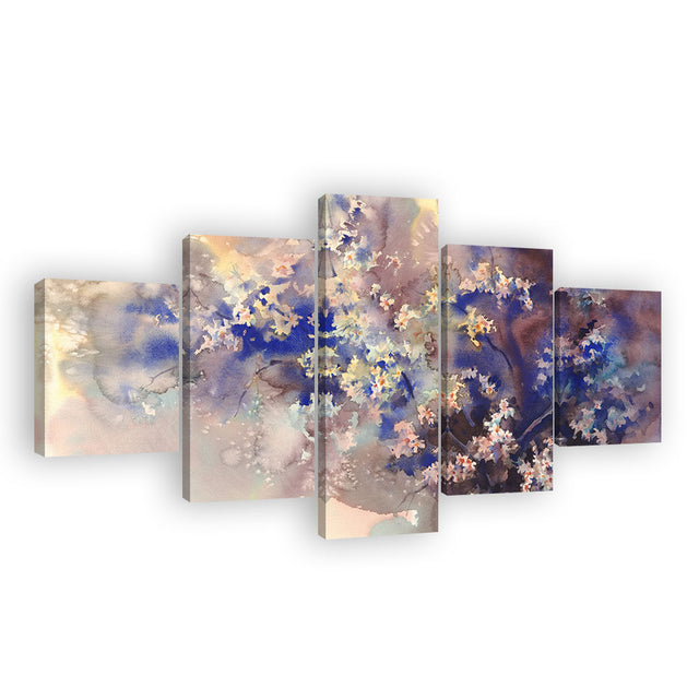 Abstract Watercolor Cherry Blossom Canvas Wall Art 