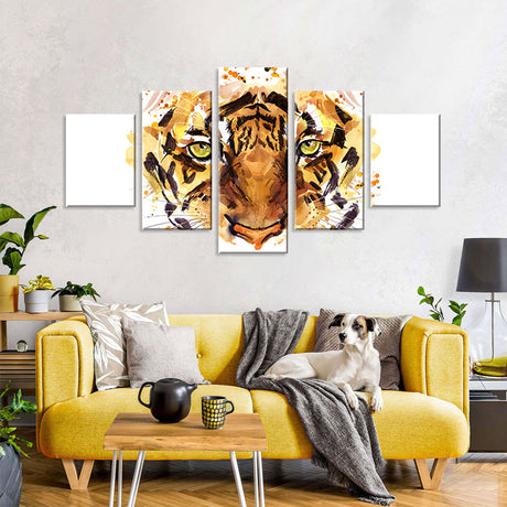 Abstract Watercolor Tiger Face Canvas Wall Art