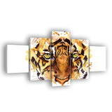 Abstract Watercolor Tiger Face Canvas Wall Art