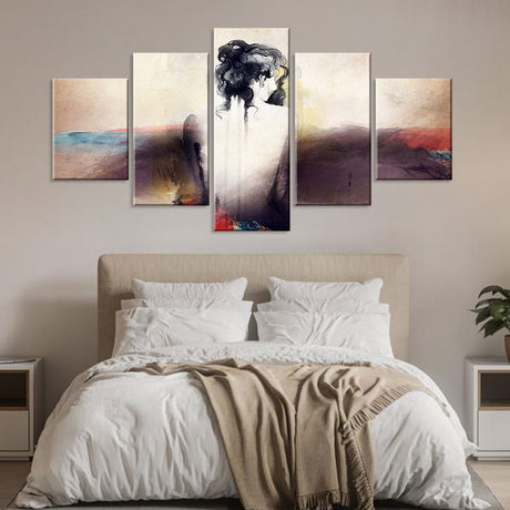 Abstract Watercolor Woman Portrait Canvas Wall Art