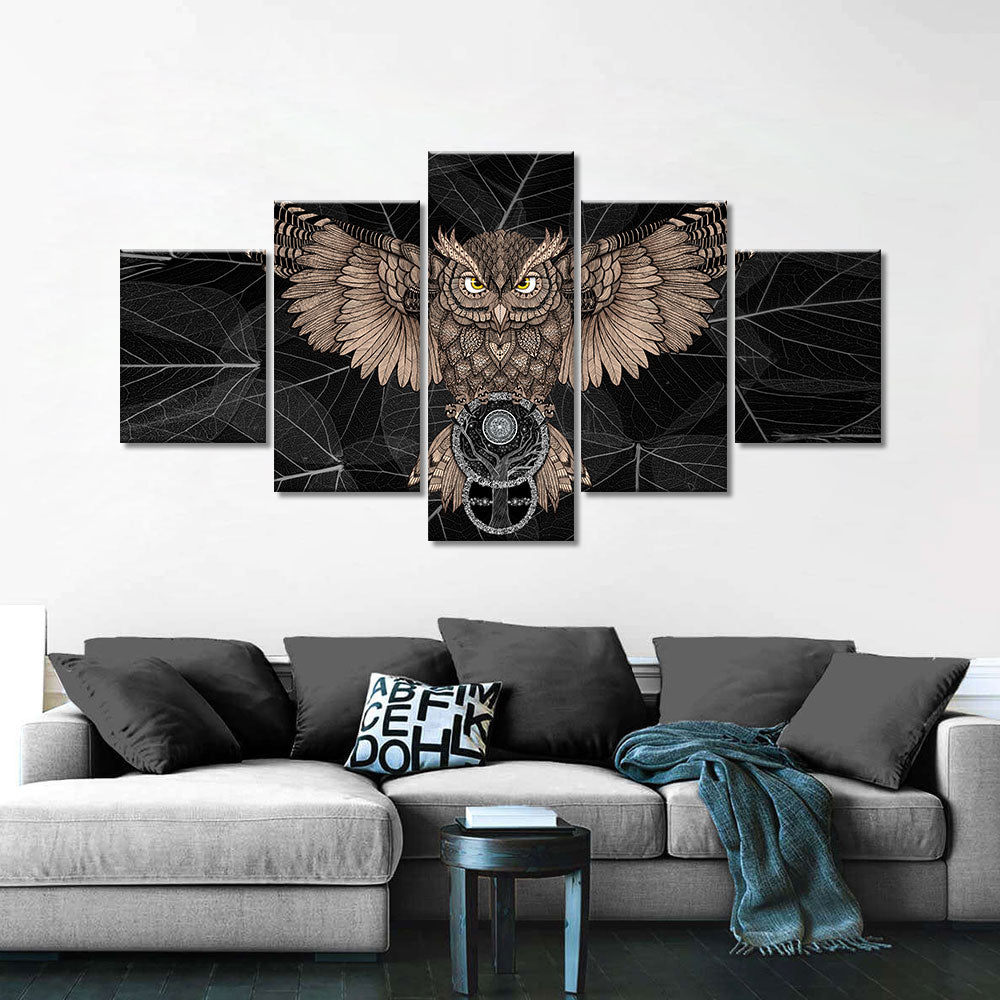 Abstract Digital Owl Canvas Wall Art