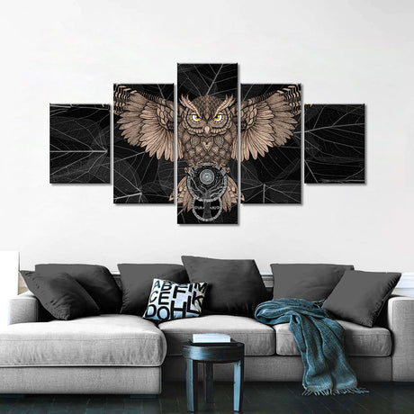 Abstract Digital Owl Canvas Wall Art