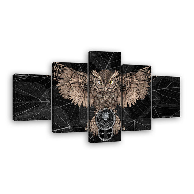 Abstract Digital Owl Canvas Wall Art