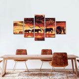 Abstract Elephant Herd in Jungle Canvas Wall Art