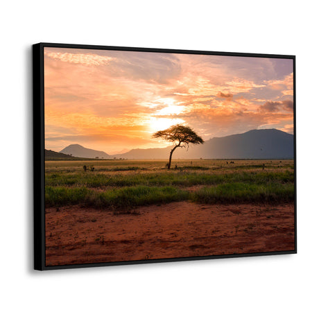 African Sunset Landscape Canvas Wall Art