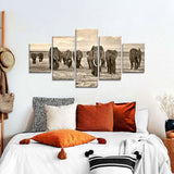 African Elephant Herd Canvas Wall Art