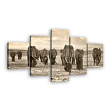 African Elephant Herd Canvas Wall Art