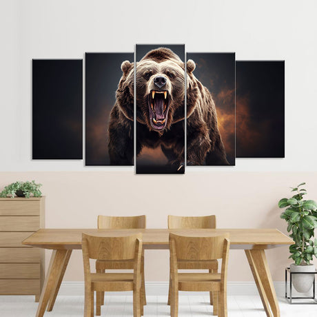 Angry Roaring Bear Canvas Wall Art