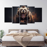 Angry Roaring Bear Canvas Wall Art