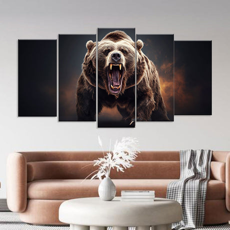 Angry Roaring Bear Canvas Wall Art