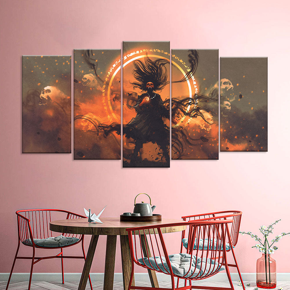 Angry Sorcerer Of Evil Spirits Canvas Wall Art