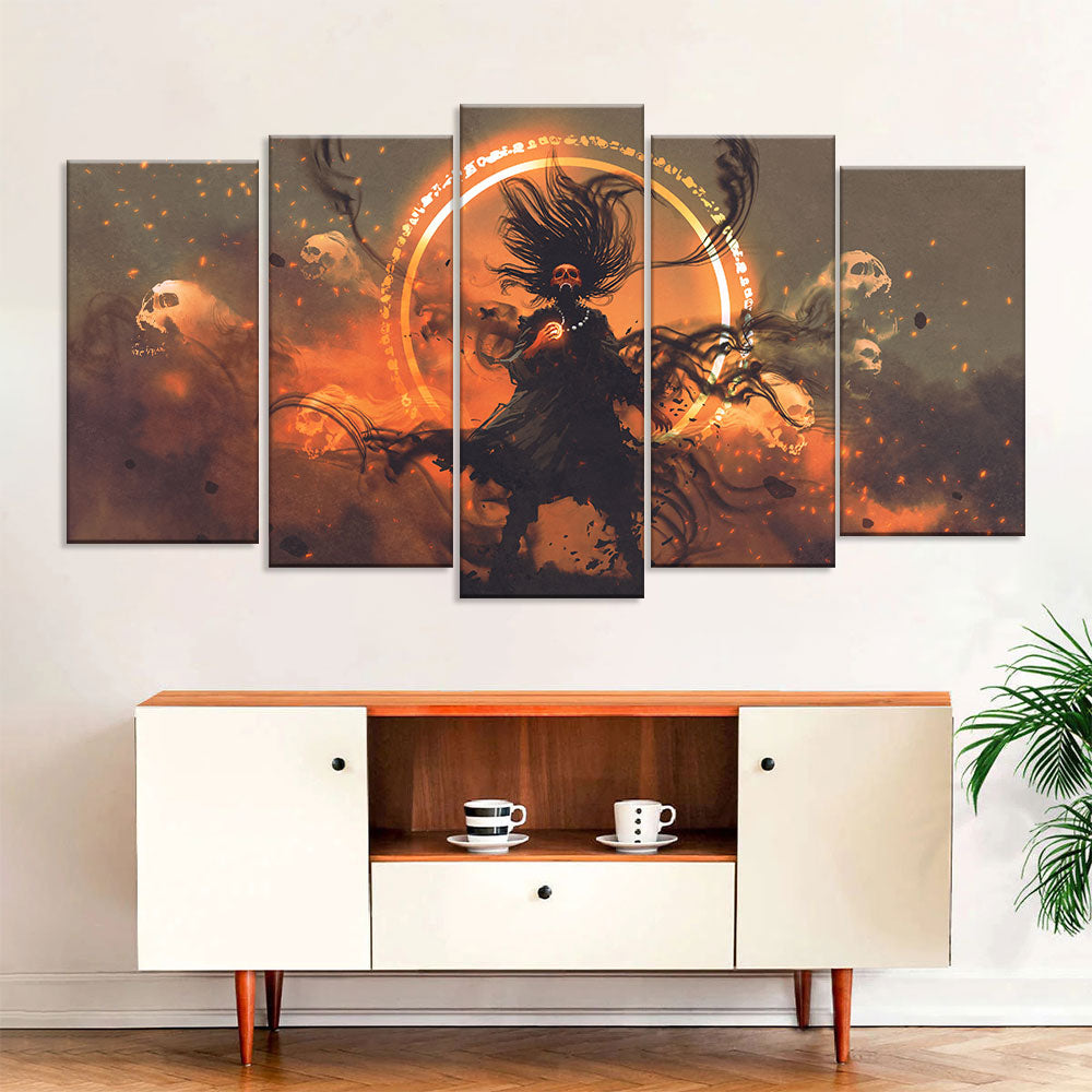 Angry Sorcerer Of Evil Spirits Canvas Wall Art