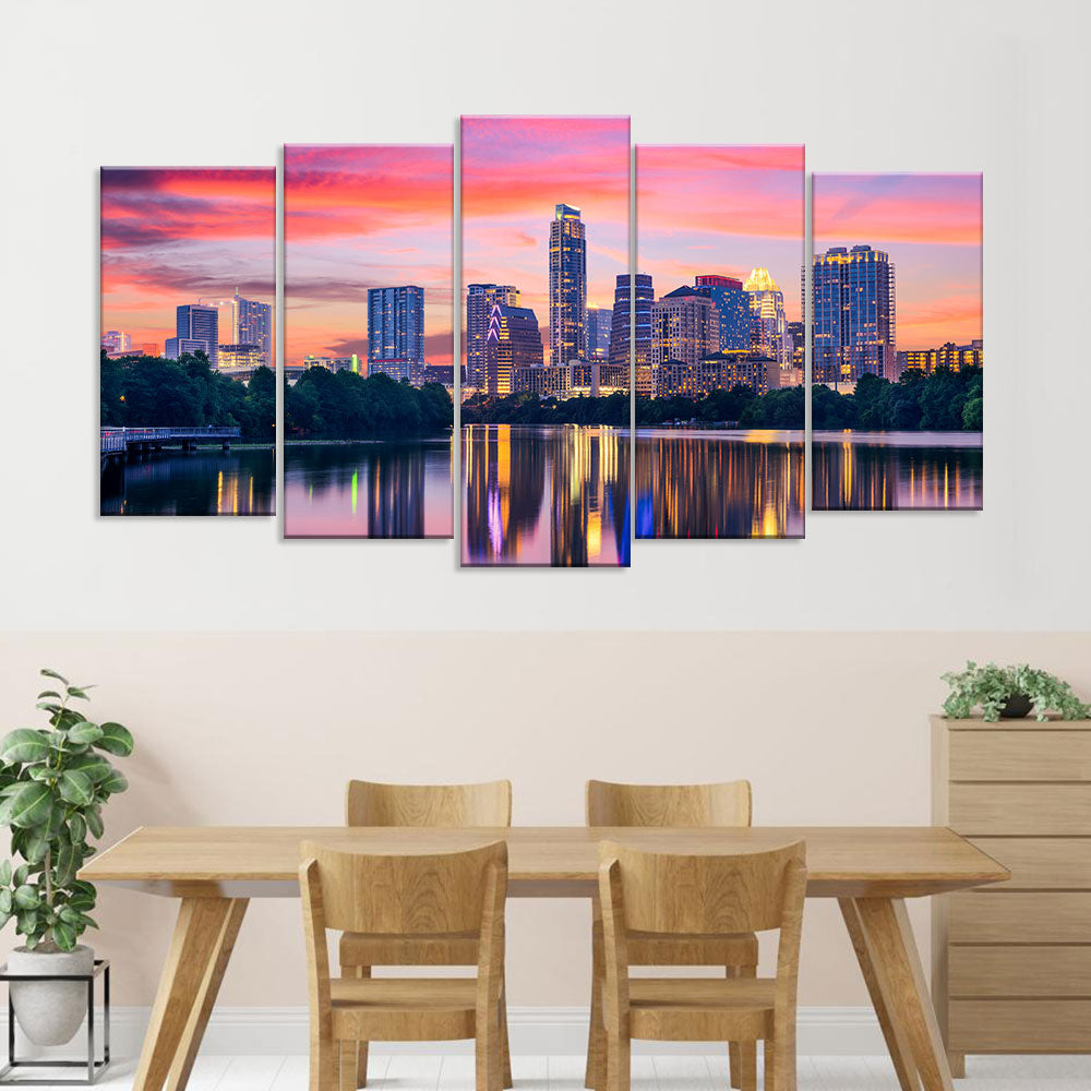 Austin Skyline Night View Canvas Wall Art