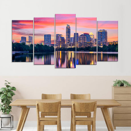 Austin Skyline Night View Canvas Wall Art