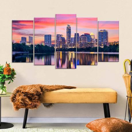 Austin Skyline Night View Canvas Wall Art