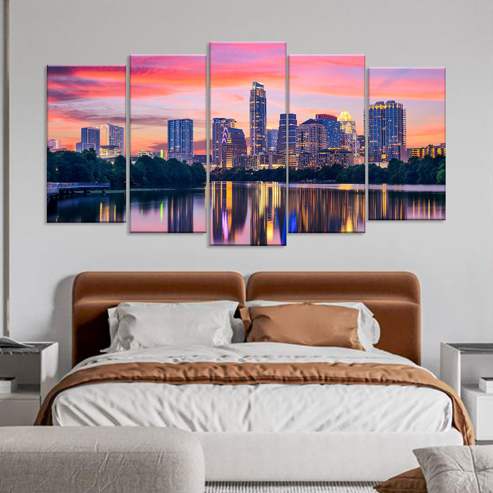 Austin Skyline Night View Canvas Wall Art