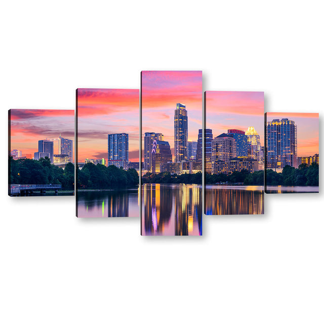 Austin Skyline Night View Canvas Wall Art