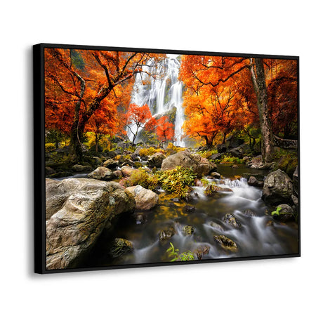 Autumn Serenity Waterfall Canvas Wall Art