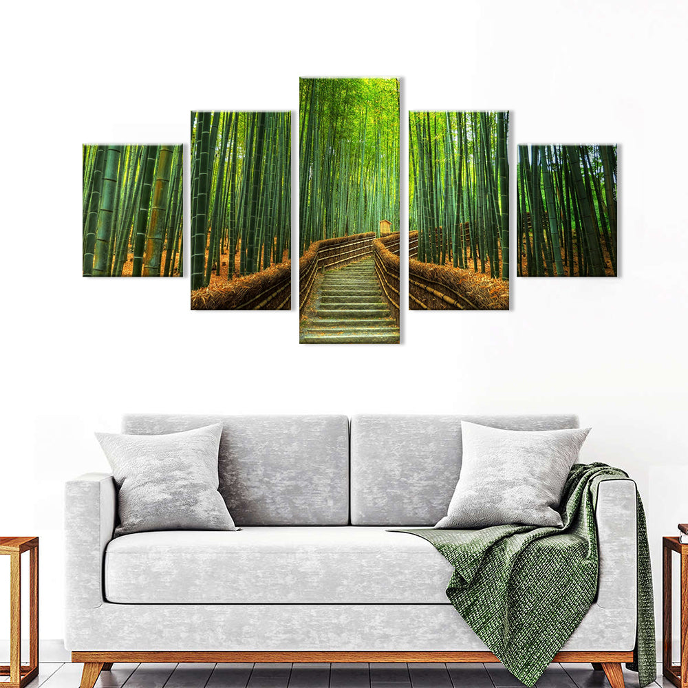 Bamboo Forest Trail Kyoto Canvas Wall Art