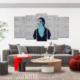 Banksy Boys With Face Scarf Canvas Wall Art