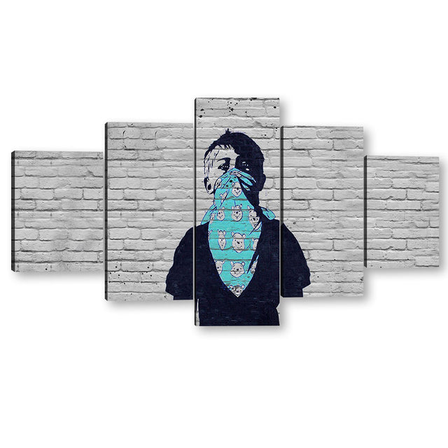 Banksy Boys With Face Scarf Canvas Wall Art