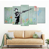 Banksy Crayon Shooter Canvas Wall Art