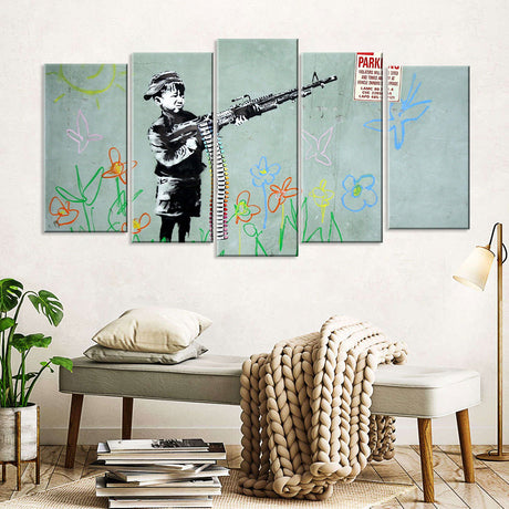 Banksy Crayon Shooter Canvas Wall Art