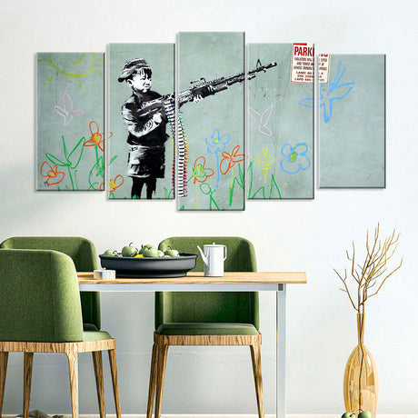 Banksy Crayon Shooter Canvas Wall Art