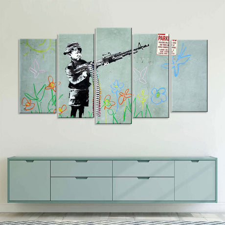 Banksy Crayon Shooter Canvas Wall Art